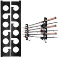 Ghosthorn Fishing Pole Rod Racks Wall or Ceiling Mounted Fishing Pole Rod Holders for Garage Storage Organizer Fishing Gear Equipment for Men Women - style: black 1 set holds up 6 rods