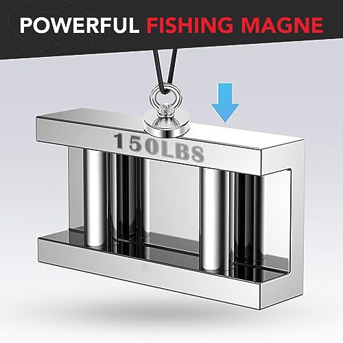 DIYMAG Strong Neodymium Fishing Magnets 150 Lbs(68 KG) Pulling Force Rare Earth Magnet with Countersunk Hole Eyebolt Diameter 1.42 inch(36 mm) for Retrieving in River and Magnetic - size: 36mm