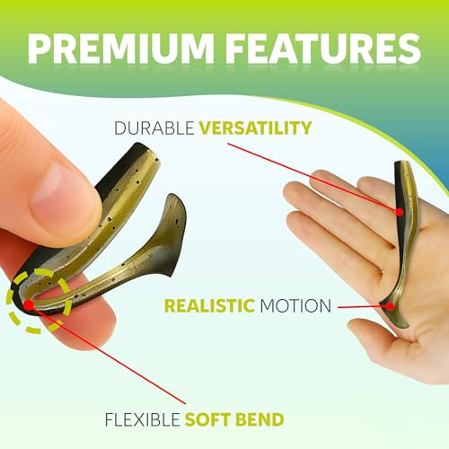 Soft Plastic Paddle Tail Swimbaits – 3 1/4", 4" & 5" Soft Plastic Fishing Lures with Extra-Large Tail for Lifelike Swimming Action – Freshwater & Saltwater - color: Mad Minnow, size: 3 1/4 Inch - 12 Pack