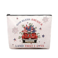 Patriotic Makeup Bag, American Gifts For Women, American 250th Anniversary Makeup Pouch, Travel Toiletry Bag With Zipper, Red Truck Bag For Women, Travel Toiletry Bag - color: God America