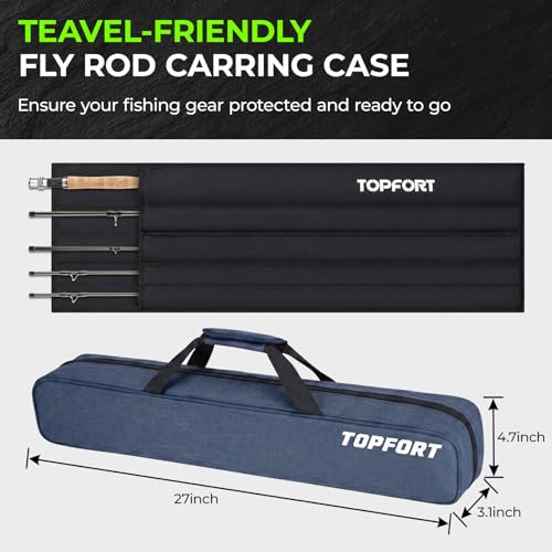 TOPFORT Fly Fishing Rod and Reel Combo, 4-Piece Fly Rod Kit with Complete Fly Fishing Gear: Fly Rod, Pre-Spooled Fly Fishing Reel, Fishing Flies, Leader, Forceps, Nipper and Carrying Case - color: 3/4# 2.43m 8FT Fly Fishing Rod and Reel Combo