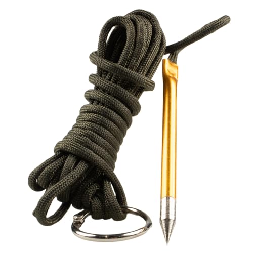 10 Foot 550lb Paracord Fishing Stringer Fish Holder with Metal Threading Needle and 1 Inch Split Ring - color: Olive Drab