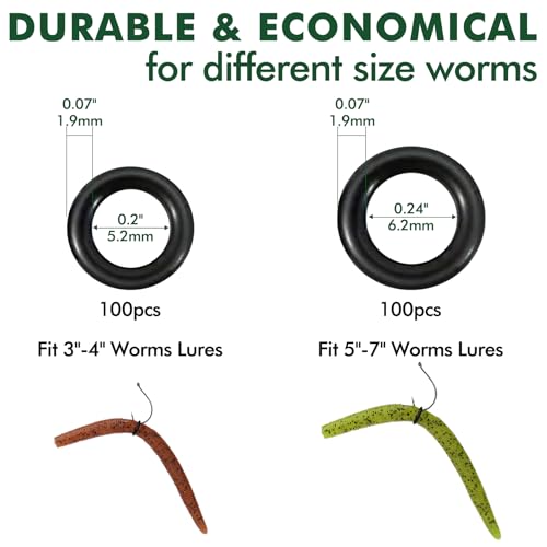 TRUSCEND Gradient Fishing Wacky Rig Tool with Silicone O Rings 210Pcs for 3"-4" and 5"-7" Fishing Worm Lures, Ultra-Smooth Downriggers Tube for Easy Installation and Great Protection of Stick Bait N1 - color: Gradient Green