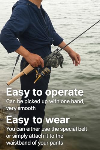 Carbon Fiber Style!Slide-in Fishing Rod Hip Holster,Quick Drawwaist Belt Inserte Pole Gear,Hands-Free Rod Holder for Fly&Bank Fishing,Durable Adjustable Portable Fishing Rod Case