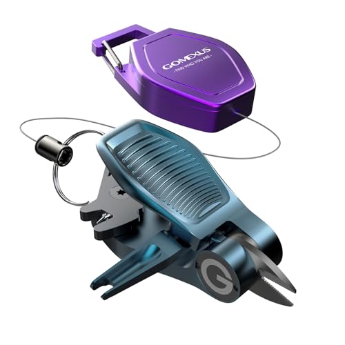 GOMEXUS Sharkbite Fishing Line Cutter with Retractors and Fishing Knot Tying Tool and Hook Eye Cleaner, Fly Fishing Nippers - color: Blue
