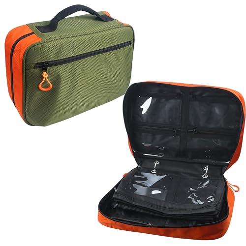 Fishing Bait Binder Tackle Bag, Water Resistant Soft Plastic Lure Storage Organizers for Saltwater Freshwater Fishing (Green-orange) - color: Green-orange