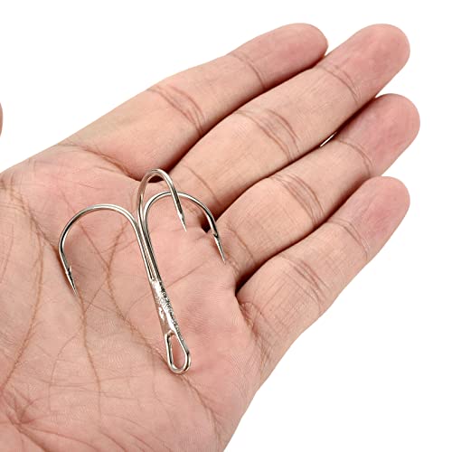 PATIKIL Treble Fish Hooks, Carbon Steel Sharp Round Bend Hook Triple Barbed Hook for Freshwater Saltwater - color: White, size: 44mm/1.73"
