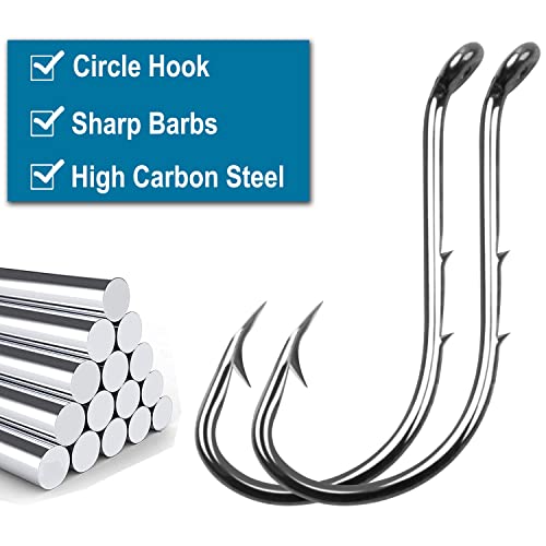 Octopus Baitholder Fishing Hooks, Sharp Barbed Beak Fish Hooks Black High Carbon Steel Circle Jig Hook, Size: 8# - 6/0, 50/100pcs - size: 3/0-100PCS