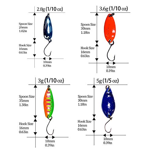 THKFISH Spoon Fishing Lures for Trout Spoons Hard Baits Single Hook Trout Lures Metal Fishing Lures for Char Perch 12Pcs/20Pcs/15Pcs - color: 12pcs