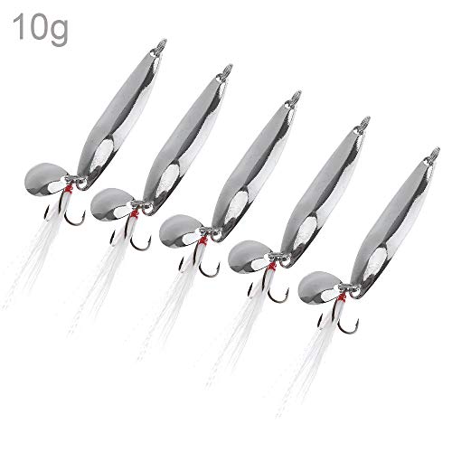 5pcs Spoons Lures Fishing Kit - Metal Spinner Baits With Treble Hooks for Salmon Bass