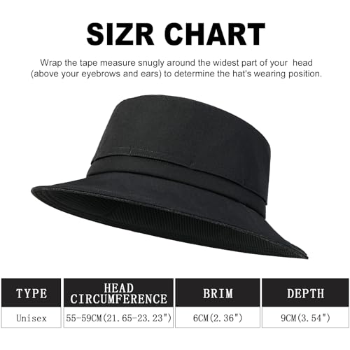 FEINION Men Women Breathable Sun Cap Portable Outdoor Bucket Hat - color: Black
