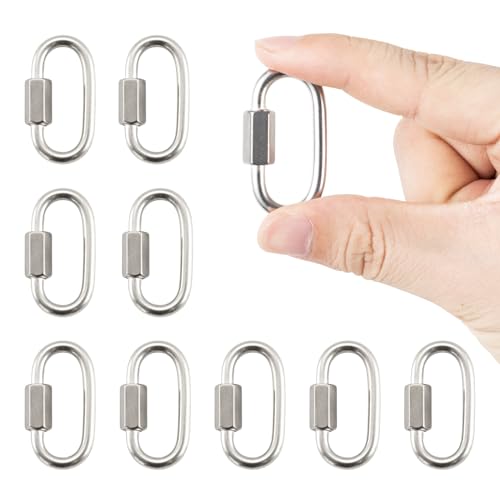 HOME MASTER HARDWARE Stainless Steel Quick Link ，Small Locking Carabiner, Threaded Chain Connector for Chain Links (10-Pack) - size: 5/32in，10pack