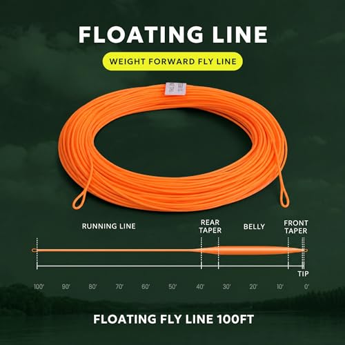Kylebooker Weight Forward Floating Trout Fly Fishing Line WF3F-WF8 - color: Orange, size: WF3F-100FT