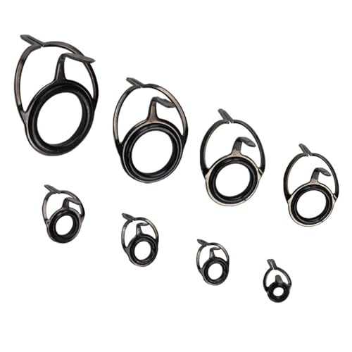 8 PCS Fishing Rod Tip Repair Kit Double Leg Fishing Rod Guides Eyes Stainless Steel Ceramic Ring Rod Tip Guide for Fishing Pole Eyelets Replacement kit