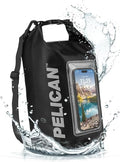 Pelican Marine IP68 Waterproof Dry Bag 5L with Phone Pouch/Case - Black | Roll Top Waterproof Backpack with Touchscreen Phone Pouch - Swimming, Kayaking, Camping, Rafting, Fishing & Travel Essentials - color: Stealth Black, size: 5L