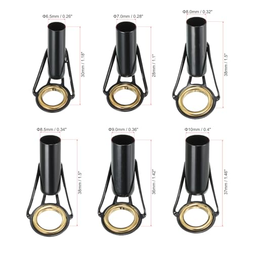 PATIKIL Fishing Rod Tip Repair Kit Stainless Steel Pole Ring Guide Replacement for Saltwater Freshwater Fishing - color: Golden, size: 6.5-10mm