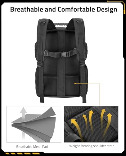 CVLIFE Tactical Range Backpack with Removable Divider, Gun Cases Bag with 4 Pistol Carrying Cases, Rucksack for Shooting (Black, Medium) - color: Black