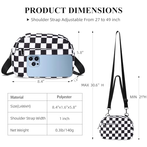 MAXTOP Small Crossbody Bags for Women Belt Bag Fanny Pack with Adjustable Strap - color: Checkered Black, style: Small Crossbody Bag