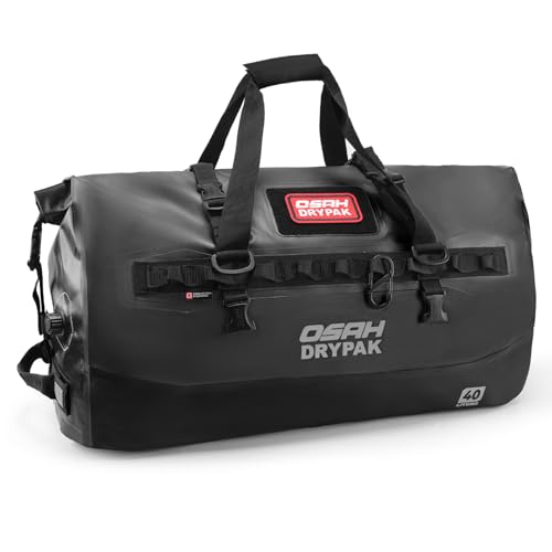 OSAH DRYPAK Waterproof Duffel Bag 25L/40L/60L – Heavy-Duty Motorcycle Tail Bag, Roll-Top Dry Bag for Travel, Camping, Boating, Kayaking, Outdoor Adventure - color: BLACK, size: 40L