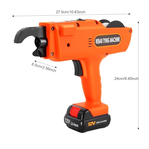 Automatic Rebar Tie Gun, Rebar Tying Machine Rechargeable Handheld Steel Bar Rod Tying Binding Tool w/Charger Plier, Automatic Knot Release & Tier Steel for 0.31"-1.34" Tying Range (Orange) - color: Orange