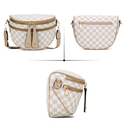 KKXIU Crossbody Sling Bag for Women Trendy Fanny Pack Vegan Leather Chest Bag | Trendy - color: 2-beige
