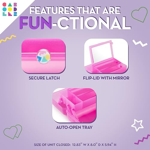 Caboodles On-The-Go Girl Makeup Box, Seafoam on Lavender, Hard Plastic Makeup Organizer Box, Built-In Mirror, Secure Latch for Safe Travel, Spacious Storage for Large Items - color: Seafoam over Lavender