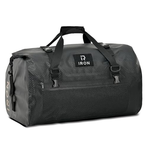 IRON JIA'S Motorcycle Dry Bag - Waterproof Duffle & Luggage Tail Bag Saddle Bags with Roll Top Closure, Shoulder Straps, Inner Pocket and Mesh Pocket (Carbon Fiber, 30L) - color: Carbon Fiber, size: 30L