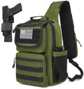 Tactical Sling Crossbody Bag Holster Shoulder Backpack 15L Water Bottle Holder Radio Pouch 6 Elastic Slots for Men Women Hiking Hunting Shooting - color: Od Green
