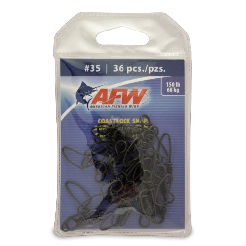 AFW Brass Coastlock Snap Swivels – Durable Fishing Gear with High-Strength Wire Snaps, Black Oxide Finish, Prevents Line Twisting & Kinking, Supports Up to 350 lb Test. - size: 36 Pieces, 150 Pound Test