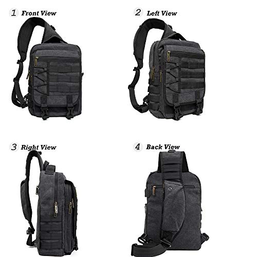 NICGID Tactical Military Backpack Large Daypack Molle Army Assault Pack Bug Out Bag Water Resistant Travel Fishing Hiking Trekking Rucksack - color: Black-canvas-808, size: 13.3 inch