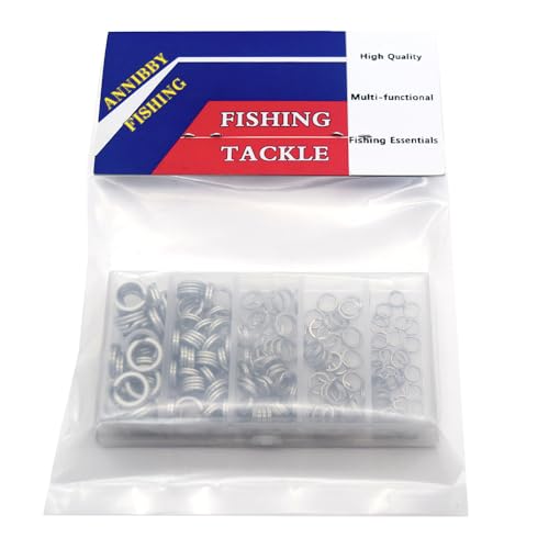 200PCS Heavy Duty Stainless Steel Split Rings Double Fishing Lure Rings,5 Sizes 5.4-8.4mm Split Rings Fishing Tackle(Silver) - color: Silver