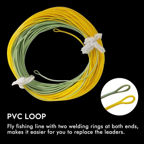 Riverruns Fly Fishing Floating Line with Welded Loop Weight Forward Fly Lines 85FT WF3 4 5 6 7 8F - color: Single Green+Yellow, size: WF5F