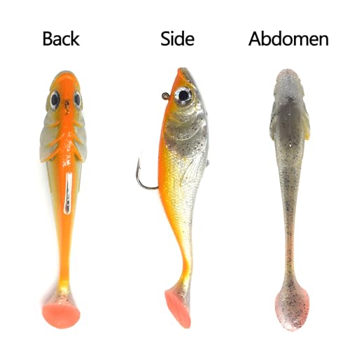 Big Jig Worm Lures Swimming Bait Soft Plastic Fishing Lure for Bass, Crappie, Trout, Pike, Sea Bass, Redfish, Striper,Fishing Lures for Freshwater & Saltwater - color: Orange Glitter-1 Piece