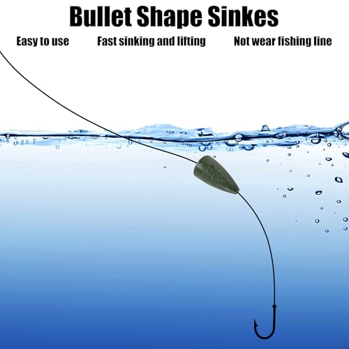 Bullet Fishing Weights Sinkers, 30pcs Worm Weights Fishing Sinkers for Bass Fishing Carolina Rig Texas Rig Slip Sinkers Sliding Fishing Weights Saltwater Freshwater - style: 1/4oz-30pcs