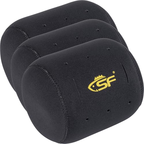 SF Neoprene Conventional Reel Covers Round Reel Case Protective Cover Shield Pouch, XXS/XS/S/M/L/XL/XXL Size, Black - color: Black-3Pcs-XL