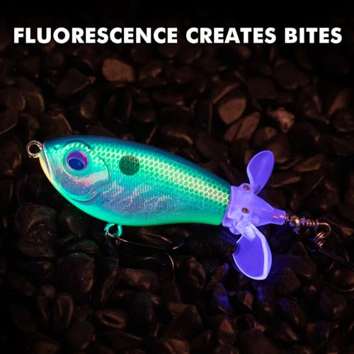 TRUSCEND Popobait Easy Catch Fishing Lures with BKK Hooks, Instant Startup, Longer Cast, Balanced Spray/Sound/Swim, Plopper Topwater Lures for Bass, Trout, Pike, Walleye, Freshwater Saltwater Fishing - color: A1-3.7",0.65oz