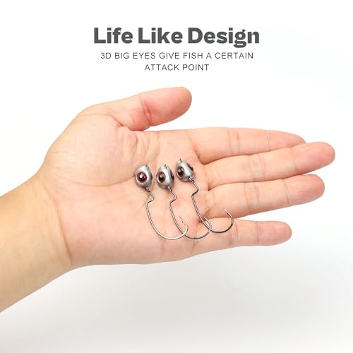 OJY&DOIIIY Fish Eye Swimbait Jig Heads, 12/20 Pack Weighted Hooks for Texas Rig or Ned Rig Fishing 1/8 3/16 1/4 3/8 oz - style: 3/16oz, 1/0, 20 Pack