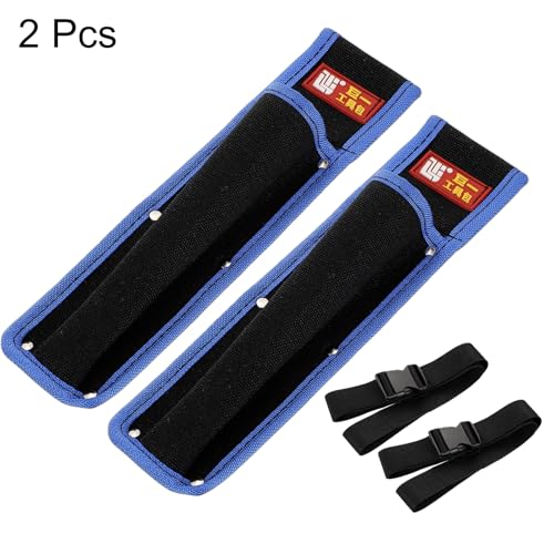 HARFINGTON 2pcs Welding Rod Pouch 12.26" x 3.15" x 9.45" Canvas Welding Rod Bag Leather Electrode Holder with Waist Belt Rivet Reinforcement for Storage Welding Tools, Black Blue - size: 12.26" x 3.15" x 9.45"