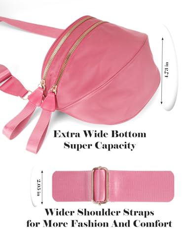 Pure Colour Crossbody Bag Bum Bag for Women,Spacious Purse Fanny Packs Belt Bag,Oversized Bum Bag (Colour Bum Bag-Watermelon Red) - color: Colour Bum Bag-Watermelon Red