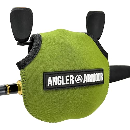 Angler Armour Baitcast Reel Cover | Baitcaster Sleeve | Fishing Reel Pouch | Low Profile Baitcasting Reel Protector | Neoprene Reel Case | 50 100 200 Series Baitcast Covers - color: Olive Green