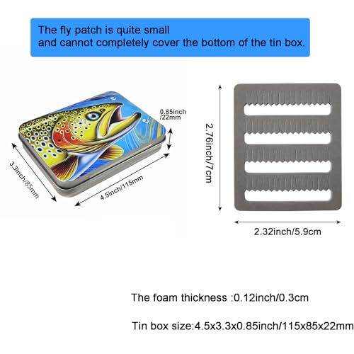 Aventik Metal Tin Portable Box Fly Fishing Tools Kit Includes a Fishing Knot Tool and Line Clipper Zinger Retractor Hook Remover Forceps - color: Tin box with 6pcs mini foam patch