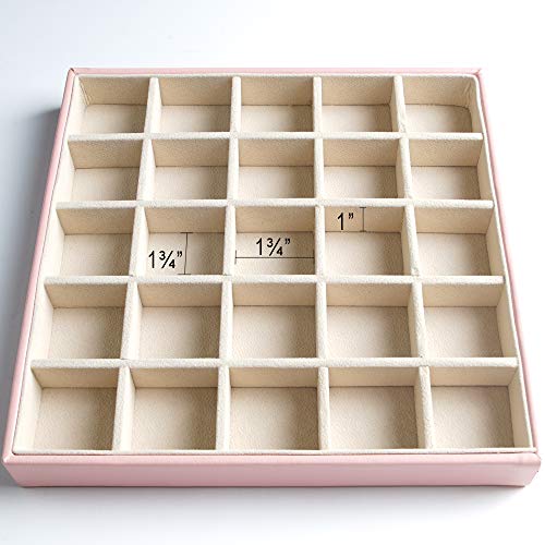 Frebeauty Earring Organizer Classic Jewelry Box 50 Slots Double Layer Jewelry Storage Case with 6 Necklace Hook and Bracelet Pocket(Pink) - color: Pink