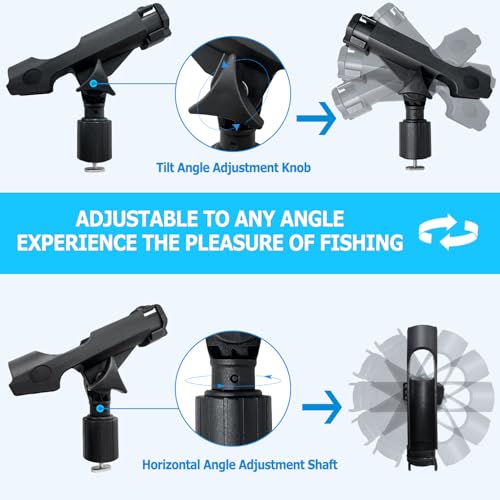 LBW Kayak Fishing Rod Holder Track Mount, Universal T-Shaped Screw Mounted on Rail for Kayak, Canoe, Boat Fishing Rod Holder, Kayak Pole Holder No Track 2 Pack
