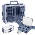 THKFISH Waterproof Tackle Box, Portable Fishing & Tackle Storage Box with Two 3500 Stowaway Boxes and Removable Dividers, Tackle Box, Thicker Floating Airtight Stowaway,Pink/Green/Blue/Grey - color: M-Blue