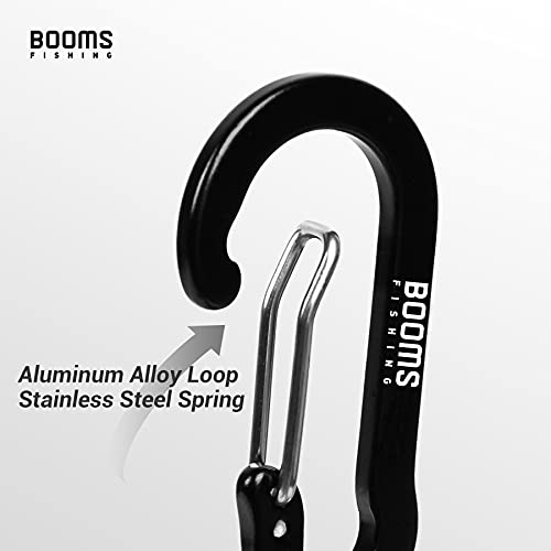 Booms Fishing T04 Fishing Lanyards Fishing Tool/Pole Safety Coil Lanyard Retractable Wire Inside Tup Cover - color: Black , with carabiner, 6pcs