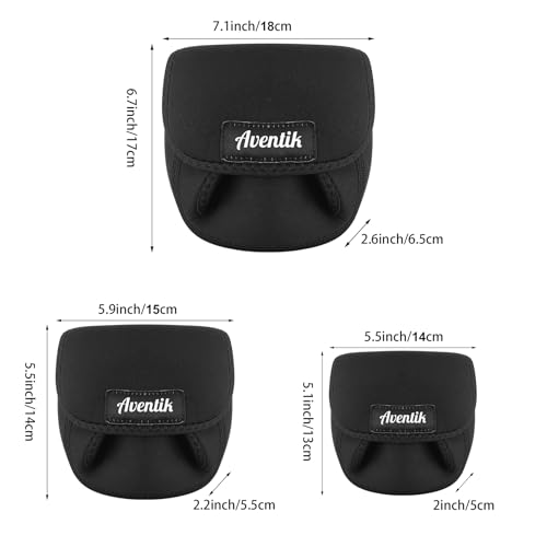 Aventik Spinning Reel Cover Storage Baitcasting Trolling Fishing Reel Protective Case Pouch Sleeve Gloves Fishing Bags Fits 1000-6000 Series(M(2000-4000reels)-3PACK) - size: 3PC-M(2000-4000reels)