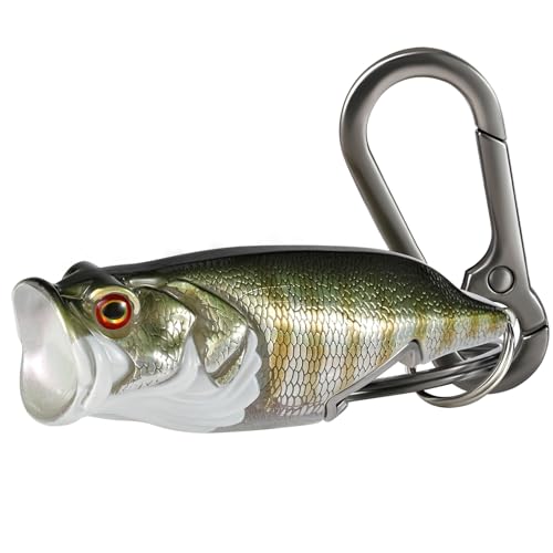 Bass Fishing Lure Keychain, Cool Bass Fish Key Chain Fishing Gifts for Men, Bass Keychains for Fishing Lovers - color: Golden Brown