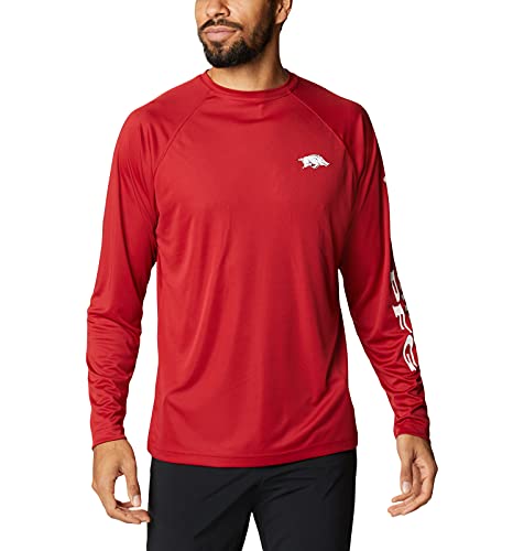 Columbia Men's Collegiate Terminal Tackle Long Sleeve Shirt - color: Ark - Red Velvet/White, size: 5X-Large