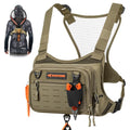 KastKing Bait Boss Water-Resistant Fishing Chest Pack With EVA Zip-Down Workstation, MOLLE Storage, Adjustable Chest Straps - color: D: Khaki