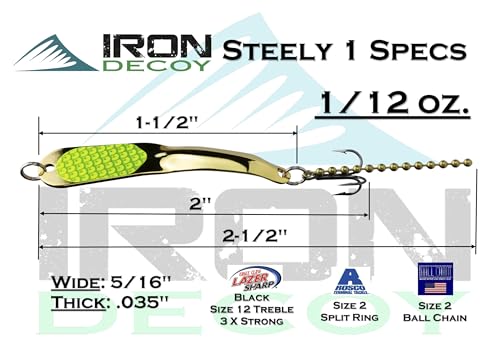 IRON DECOY Spoon Fishing Lures 3-Pack, Multi-Species Metal Spoons for Trout, Walleye, Bass, Salmon, Pike, Ice Fishing & Trolling, Vibrating Spoon Lure Kit - color: Ice Pack #1, 1/12 oz
